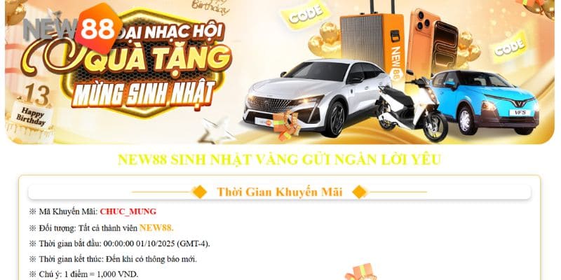 Thông tin mới nhất về sự kiện sinh nhật New88 